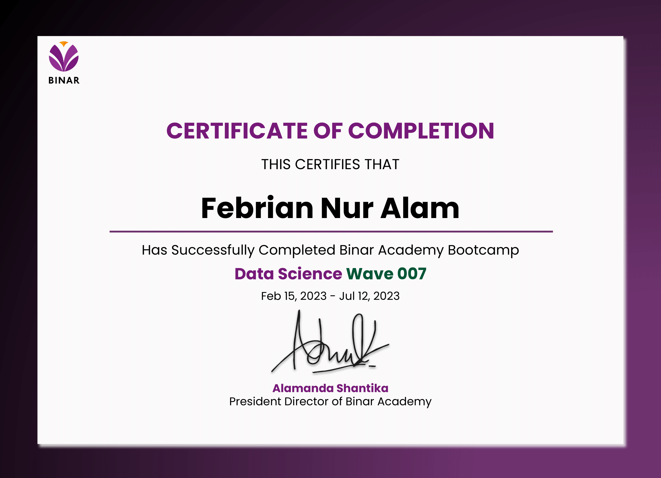 data science certificate